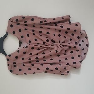 OLM Pink Nude and black Polka Dot Blouse